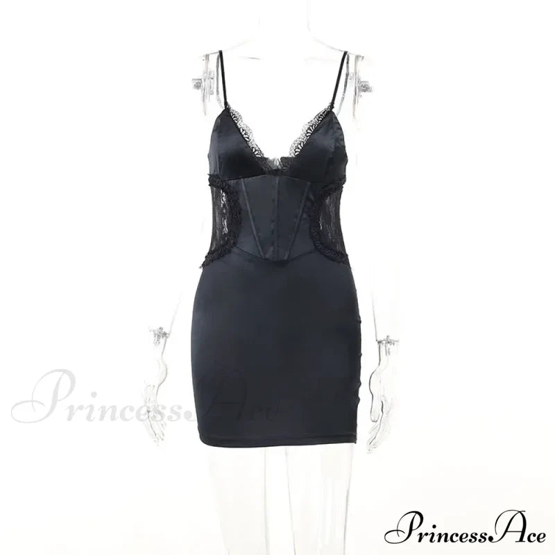 Backless Lace Detailing Club Mini Dress