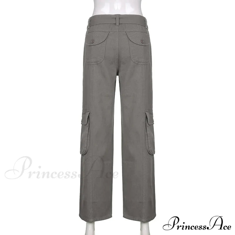 Cargo Streetwear Mom Pants Baggy Low Leg Waist 90S Denim Vintage Wide Jeans Trousers Trendy Korean