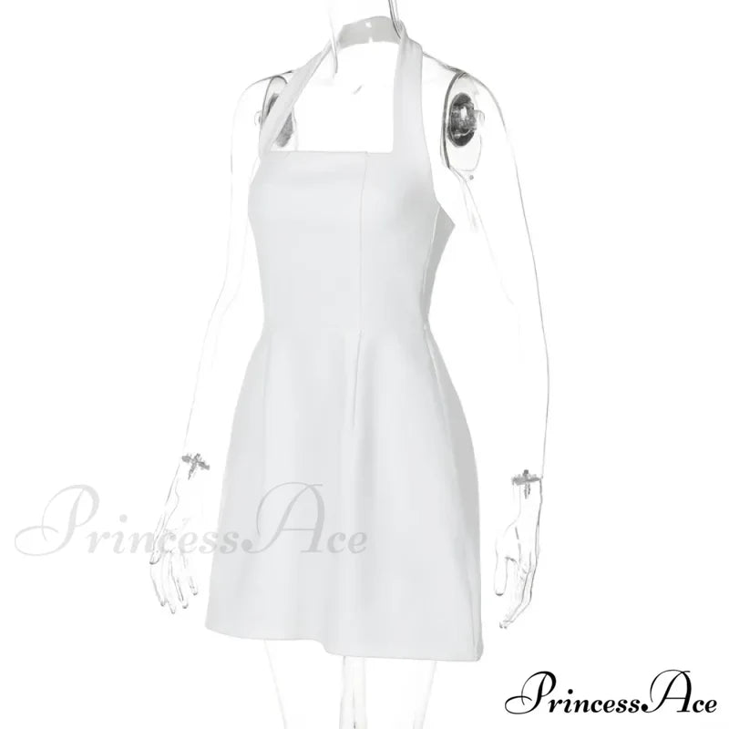 Halter Solid Stylish Mini Dress