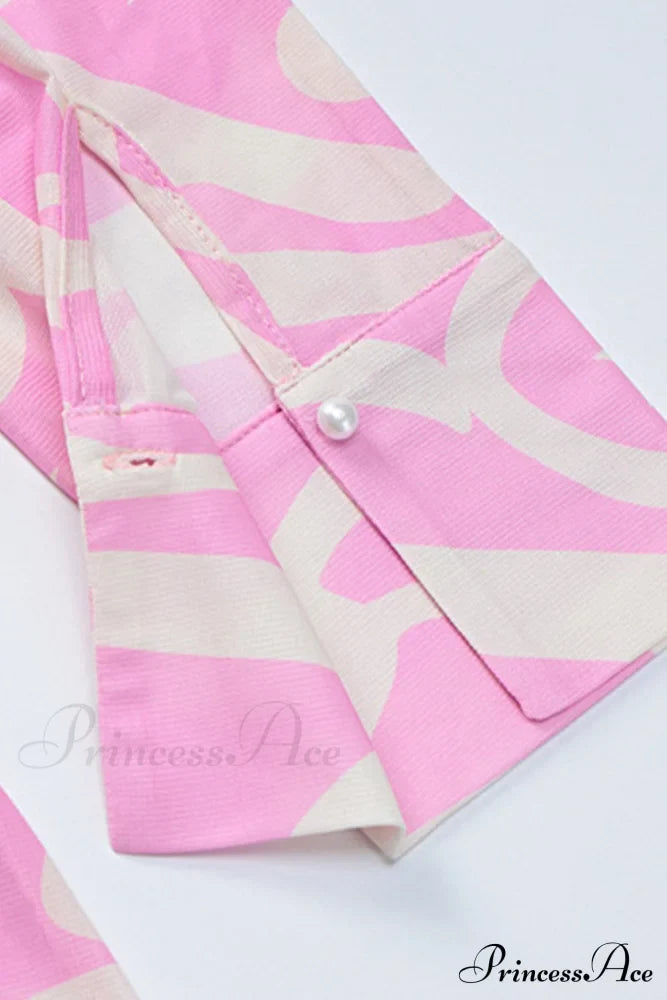Mesh Printed Blouse In Pink Blouses