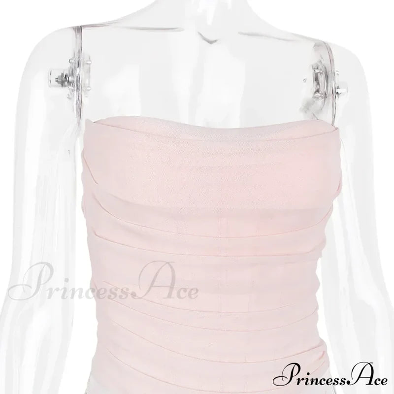 Pink Mesh Stylish Tube Corset Top