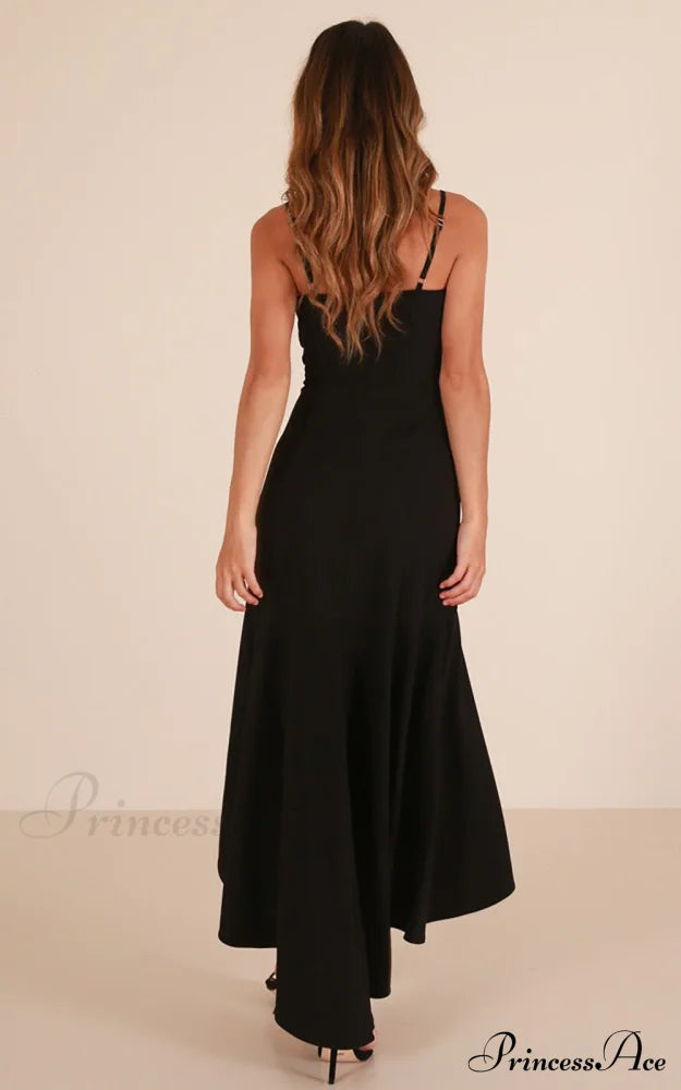 Asymmetric Flounce Long Dress S / Pink Dresses