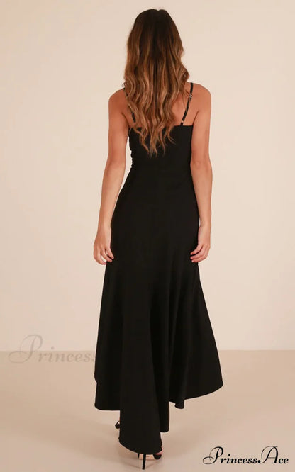 Asymmetric Flounce Long Dress S / Pink Dresses