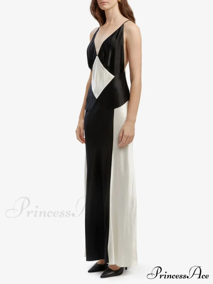 Black Ivory Stylish Contrast Maxi Dress Dresses