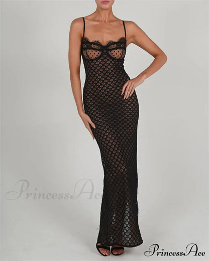 Black Lace Stylish Layered Maxi Dress Mini