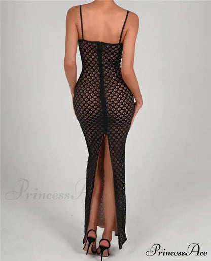 Black Lace Stylish Layered Maxi Dress Mini