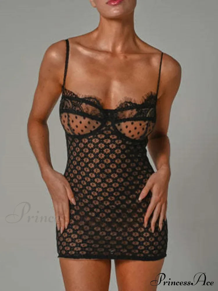 Black Lace Stylish Layered Maxi Dress Mini