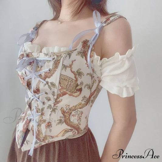 Blouse High Flowered Street Halter Vintage Top Design Women Designer For - Party Corset Clubwear