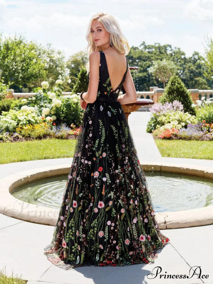 Bohemia Floral V Neck Backless Maxi Dress Dresses