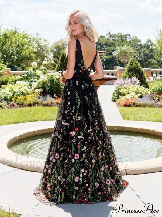 Bohemia Floral V Neck Backless Maxi Dress Dresses