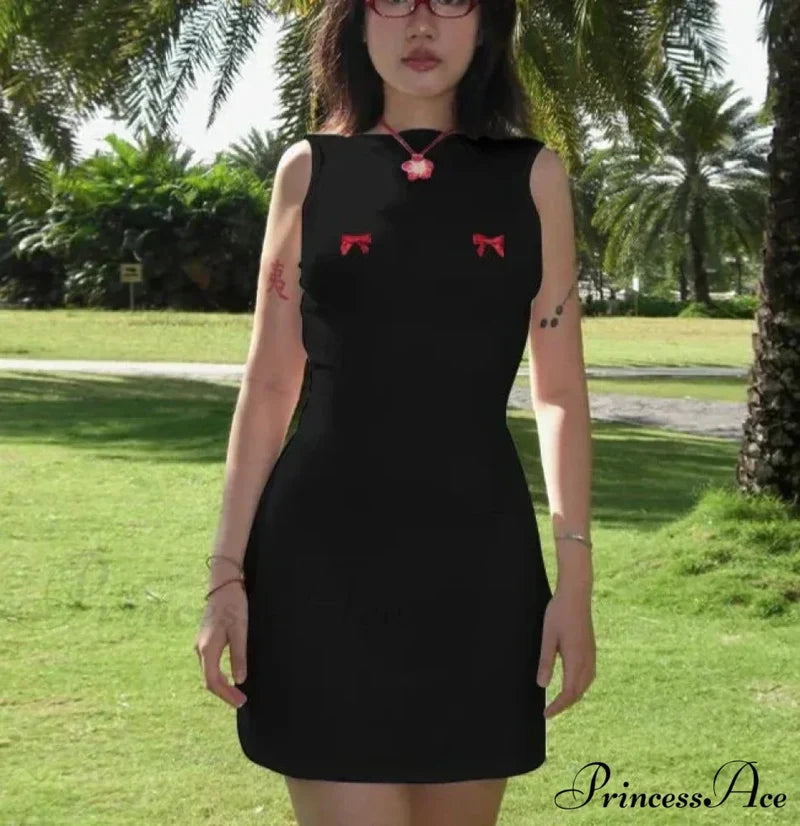 Bows Open Back Charming Sleeveless Mini Dress