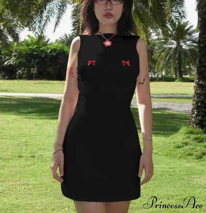 Bows Open Back Charming Sleeveless Mini Dress