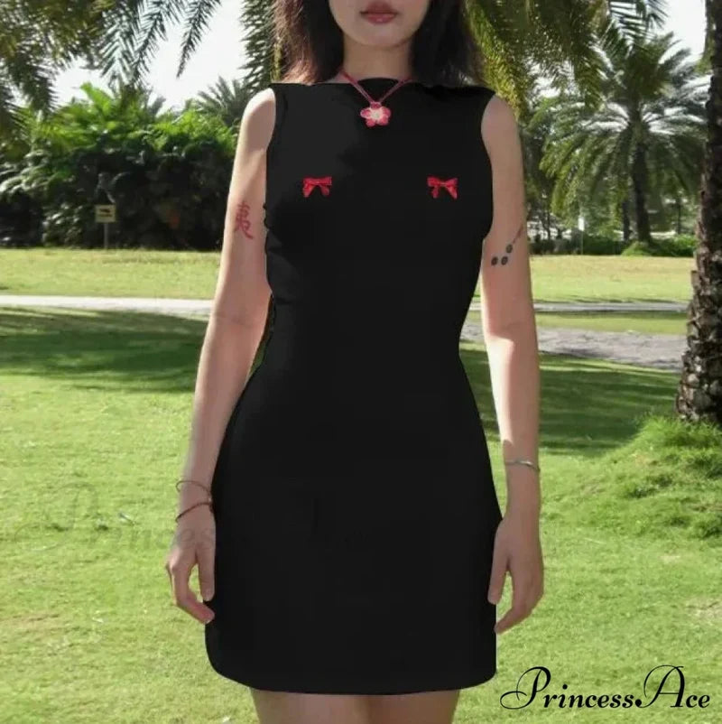Bows Open Back Charming Sleeveless Mini Dress