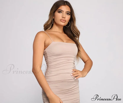 Casually Slay Square Charming Neck Ruched Mini Dress Casual Dresses