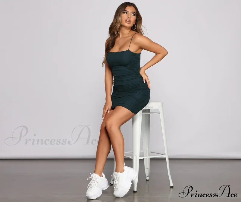Casually Slay Square Charming Neck Ruched Mini Dress Casual Dresses