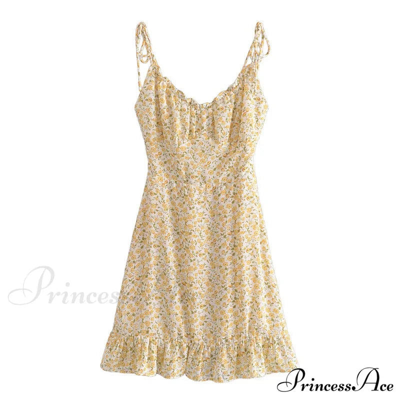 Charming Ditsy Floral Ruffled Mini Dress Casual Dresses