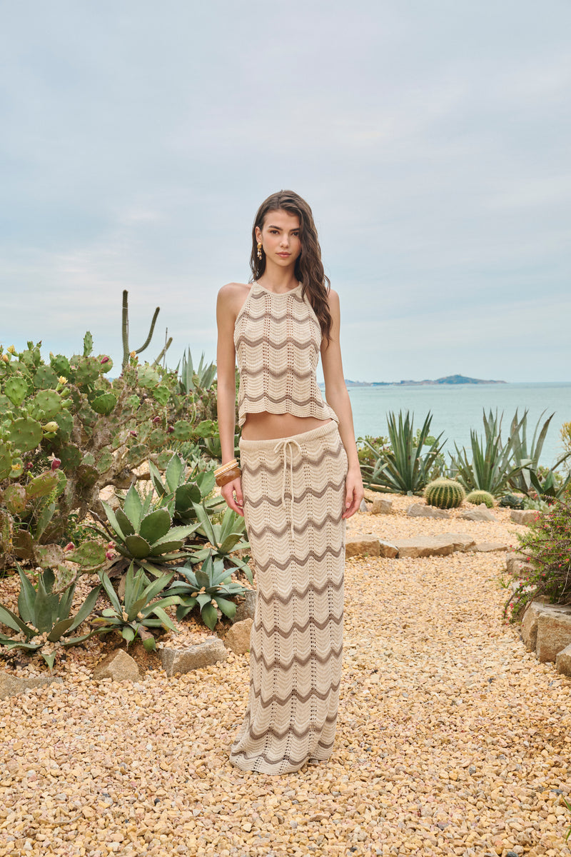 Chevron open-knit tank & maxi skirt