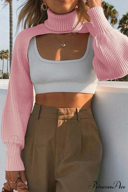Cover-Up Solid Knit Ribbed Turtleneck Sweater Sweaters-L