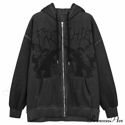 Angel Dark Print Streetwear Hoody Jacket