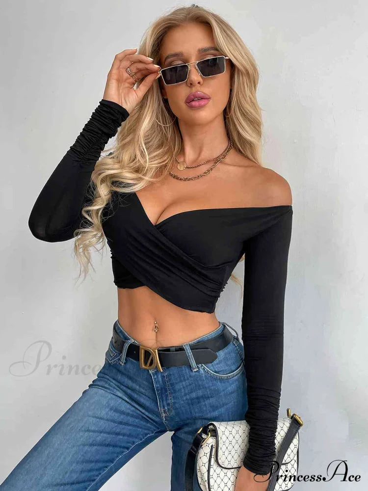 Crop Crisscross Arm Long Top