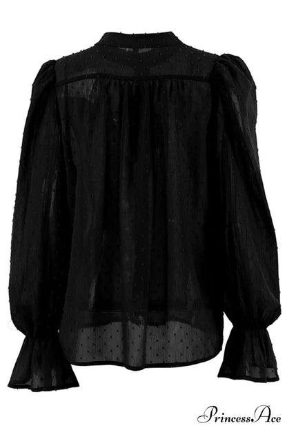 Elegant Neckline Mandarin - Flounce Blouse Solid 3 Color Options Tops/Blouses & Shirts