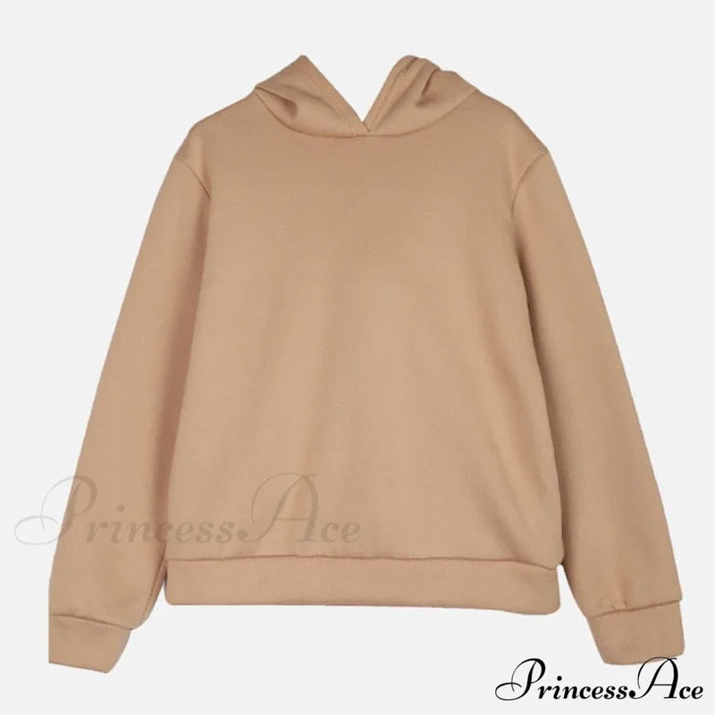 Elegant With Long Sweatshirt Women’s Set And Hoodie Lace-Up Warm Pant Solid Detail