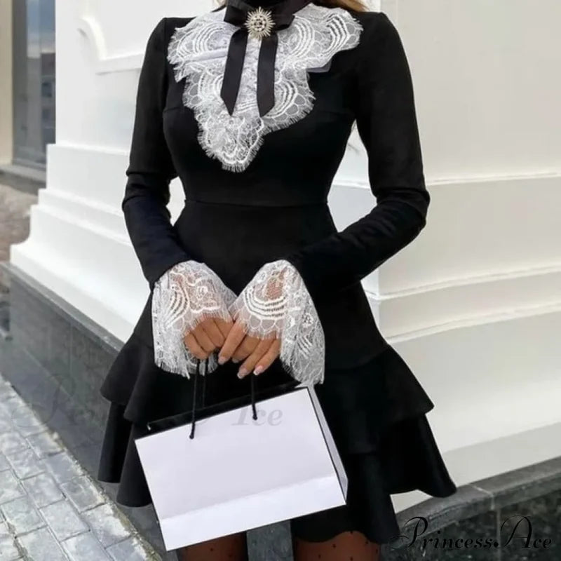 Eyelash Fashion Gown Ruffles Elegant Women’s Lace - Arm Bell Party Trend