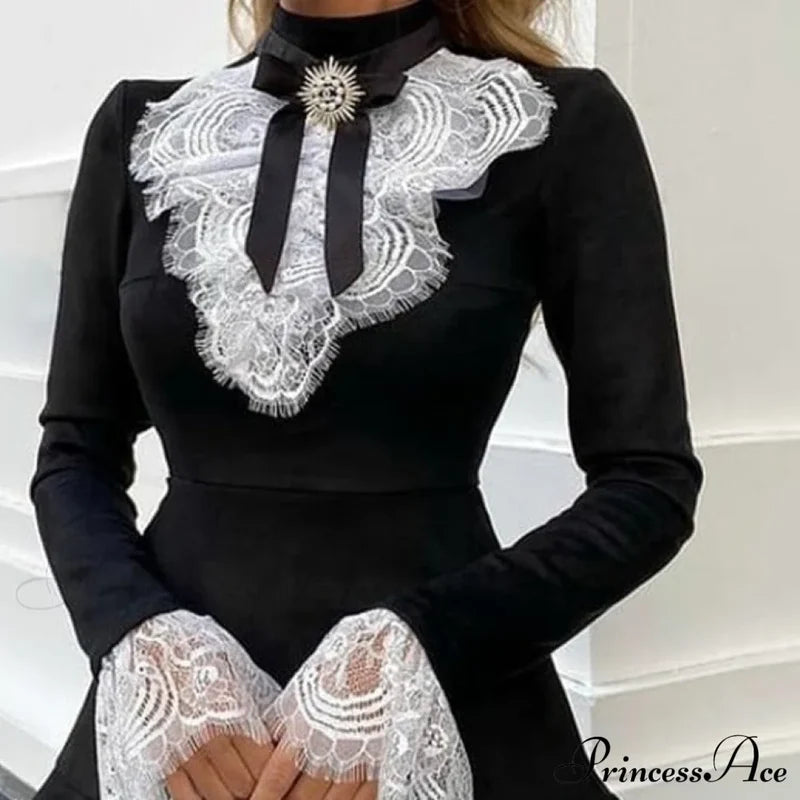 Eyelash Fashion Gown Ruffles Elegant Women’s Lace - Arm Bell Party Trend