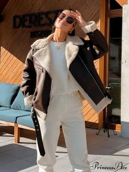 Faux Fur Stylish Double-sided Zipper Jacket