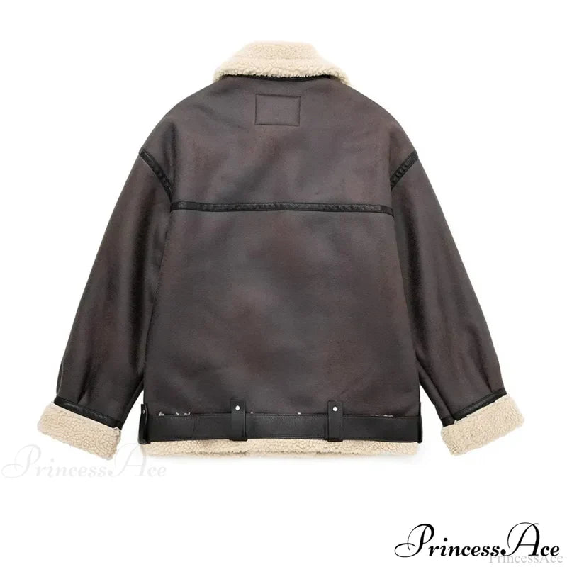 Faux Fur Stylish Double-sided Zipper Jacket