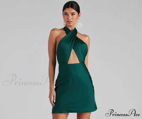 Flirtatious Flare Halter Skater Dress - Lady Occasions