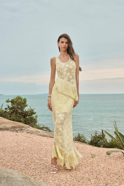 Floral lace fringe-trim set
