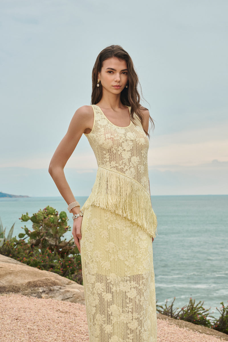 Floral lace fringe-trim set