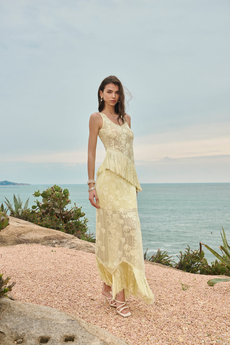 Floral lace fringe-trim set