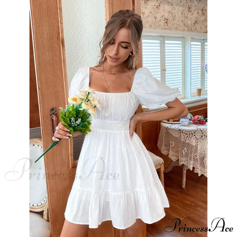 Flounce Hem Dress With Tie Back