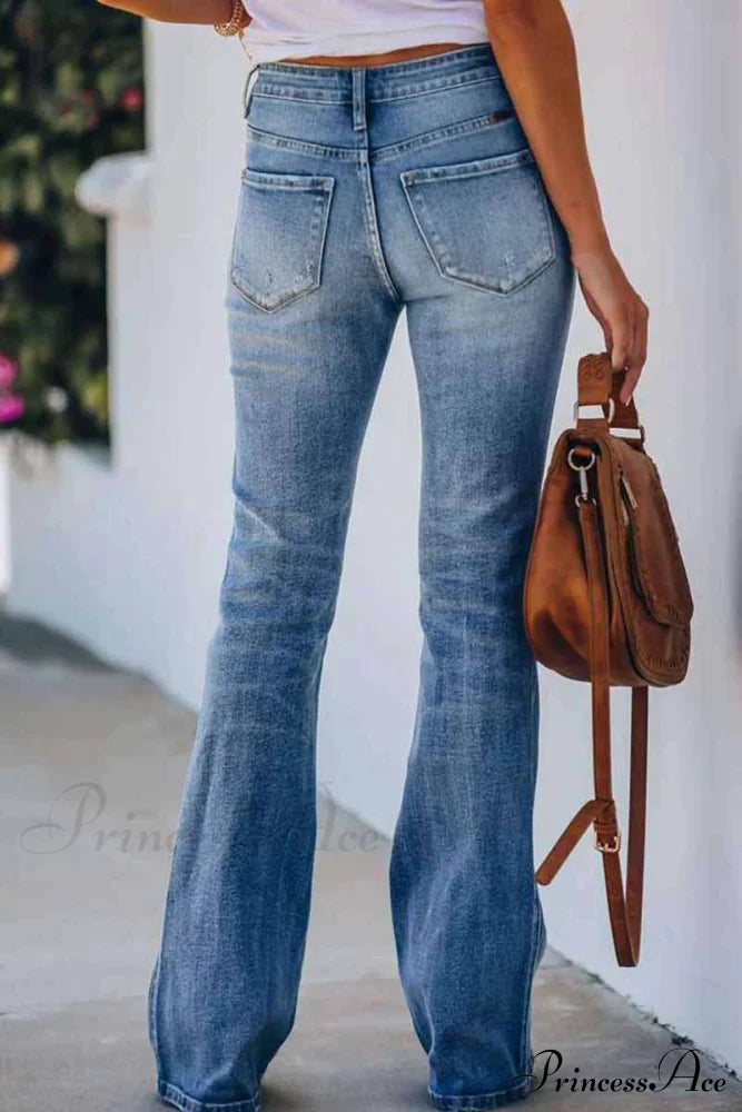 For Pants Mid Rise Denim Fitted Women Bottoms