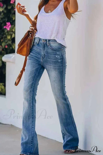 For Pants Mid Rise Denim Fitted Women S / Blue Bottoms