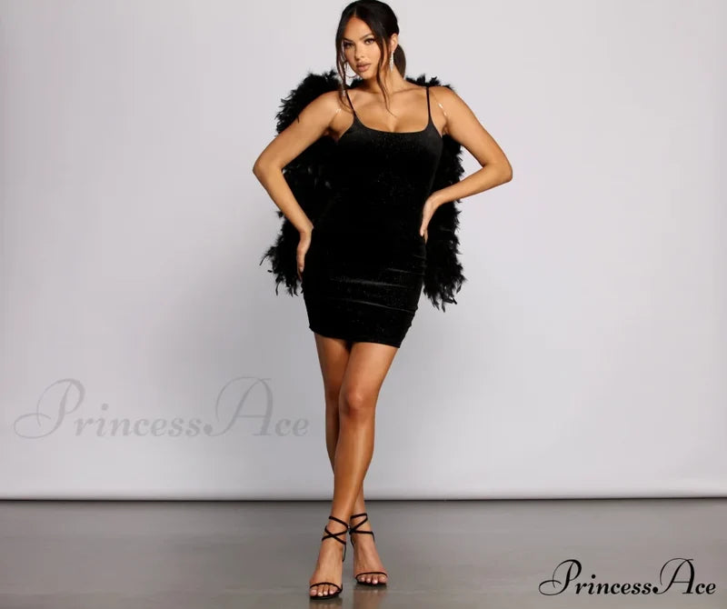 Glowing Moment Stylish Glitter Mini Dress Club Dresses