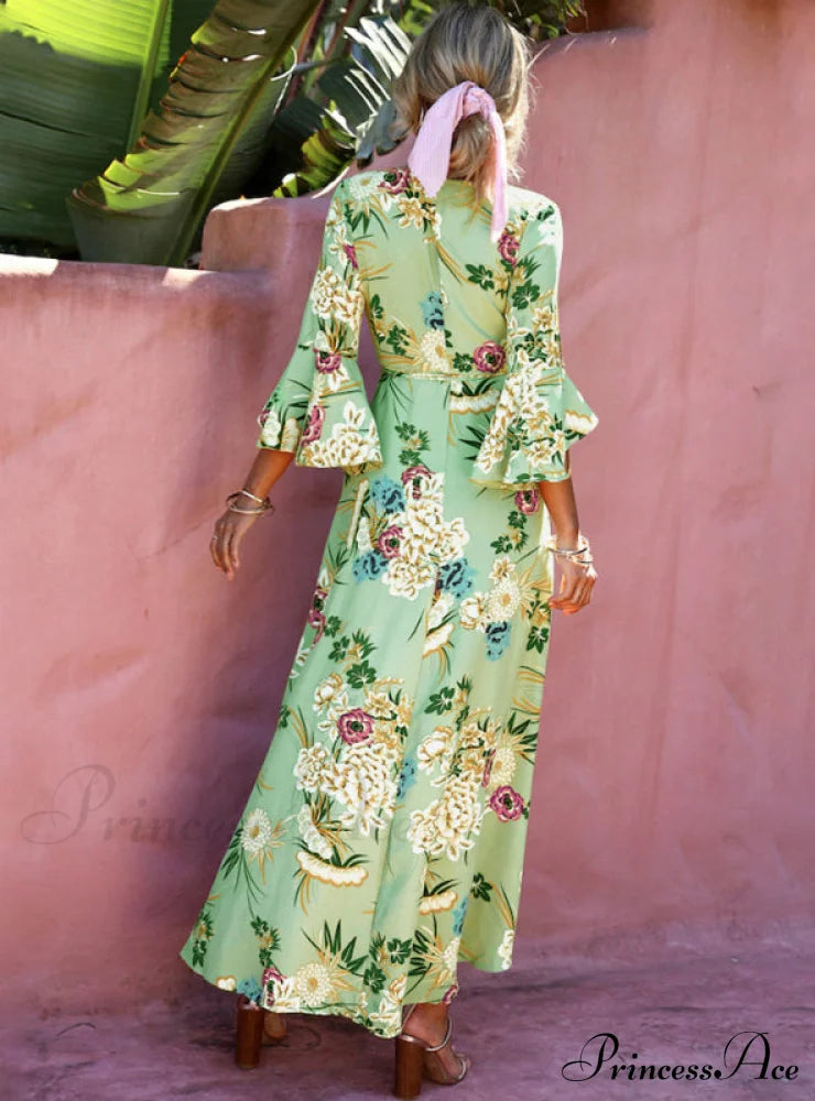 Gown Flowered For Neck Design Full-Length Vintage Warm-Season V Women S / Red Dresses