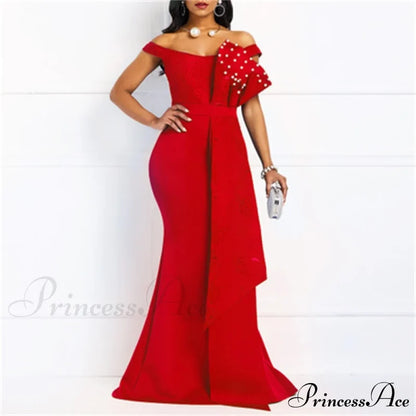 Gown Lace Elegant Embroidery Red Women Cut Low Party Beaded - Mermaid Warm-Season Floor-Length