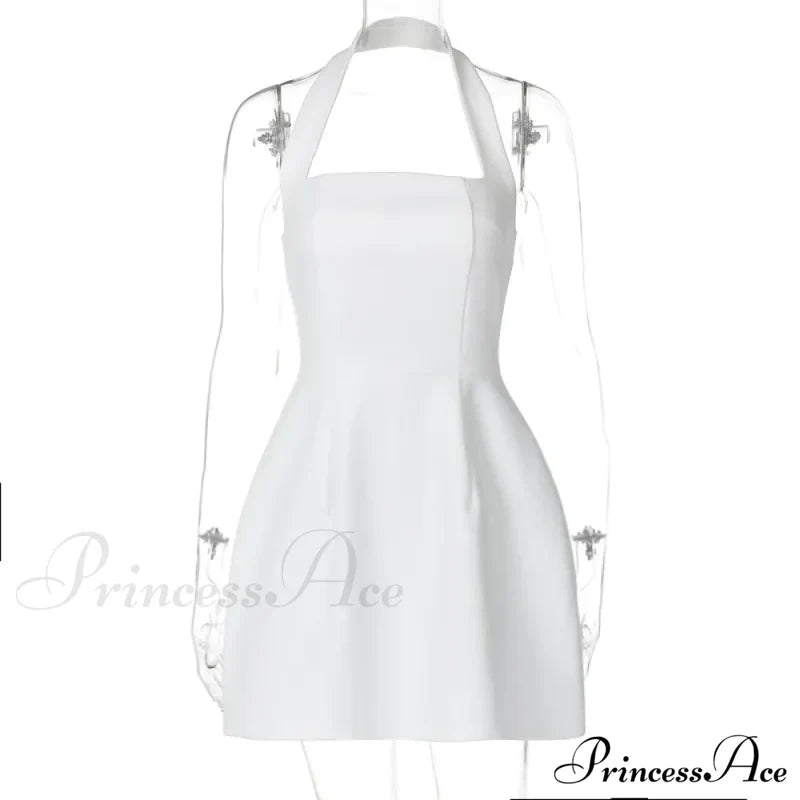 Halter Solid Stylish Mini Dress