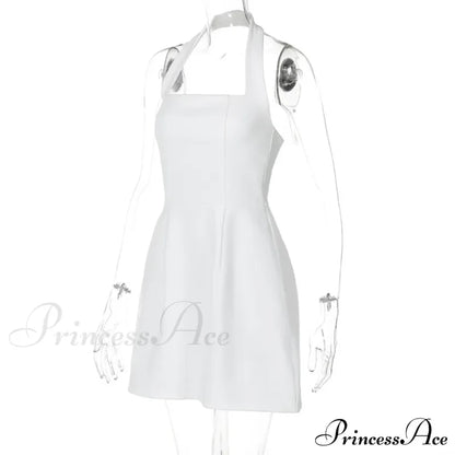 Halter Solid Stylish Mini Dress