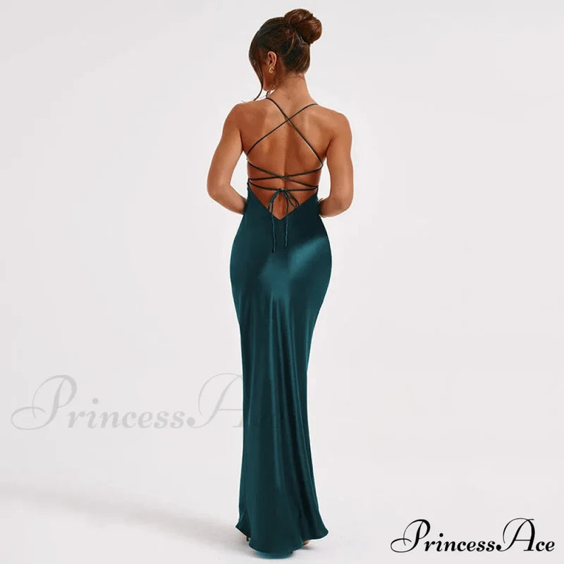 Heidi Formal Stylish Satin Lattice Dress S.o. Long Dresses
