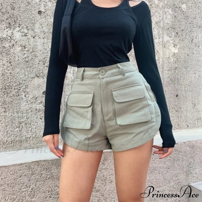 High Waist Slim Curved Split Design Short