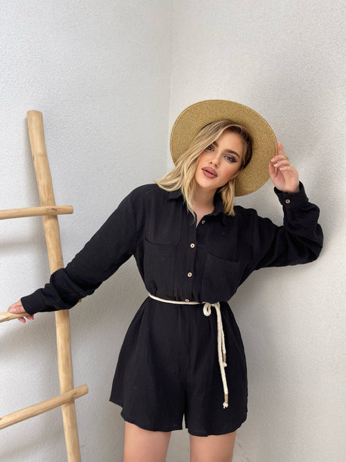 JUMPSUIT LINO ME KRAHE TE GJATE DHE RRIP NE BEL