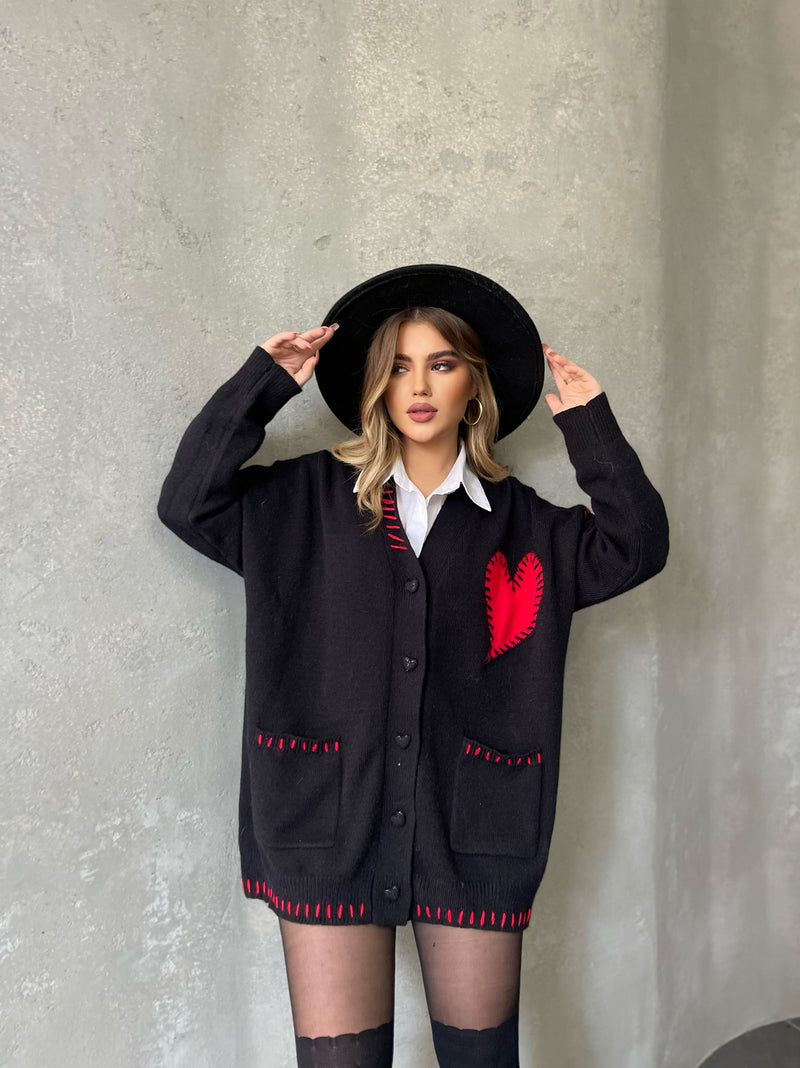 CARDIGAN ME ZEMER TE KUQE