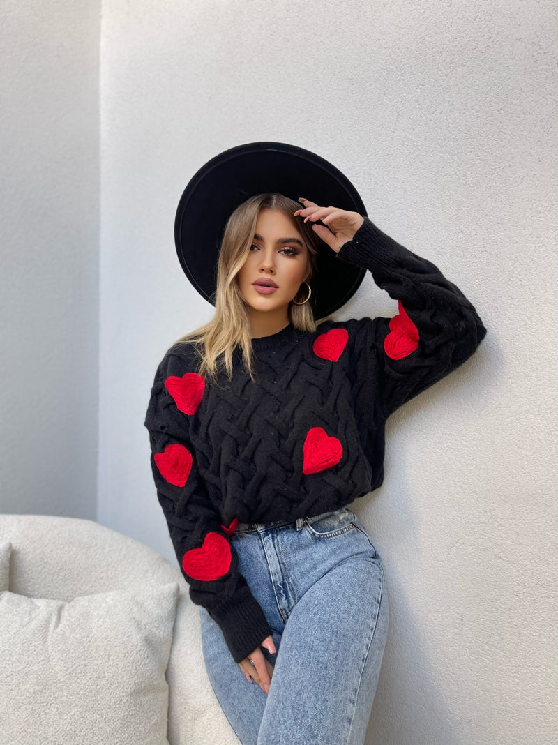PULOVER ME ZEMRA TE KUQE