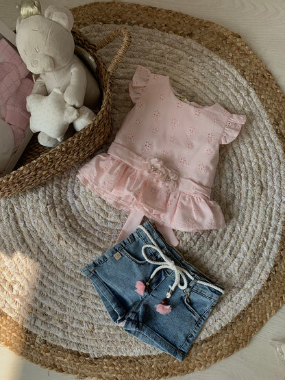 SET BLUZE ME LULE DHE PANTALLONA TE SHKURTER