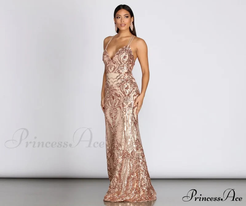Julieanne Formal Stylish Sequin Scroll Dress S.o. Long Dresses