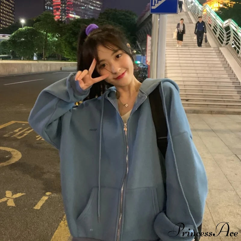 Korean Version Oversized Solid Color Hoodies Sweatshirts & Hoodies-L